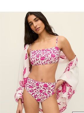 Ann Taylor Pink Floral Square-Neck Bikini Set